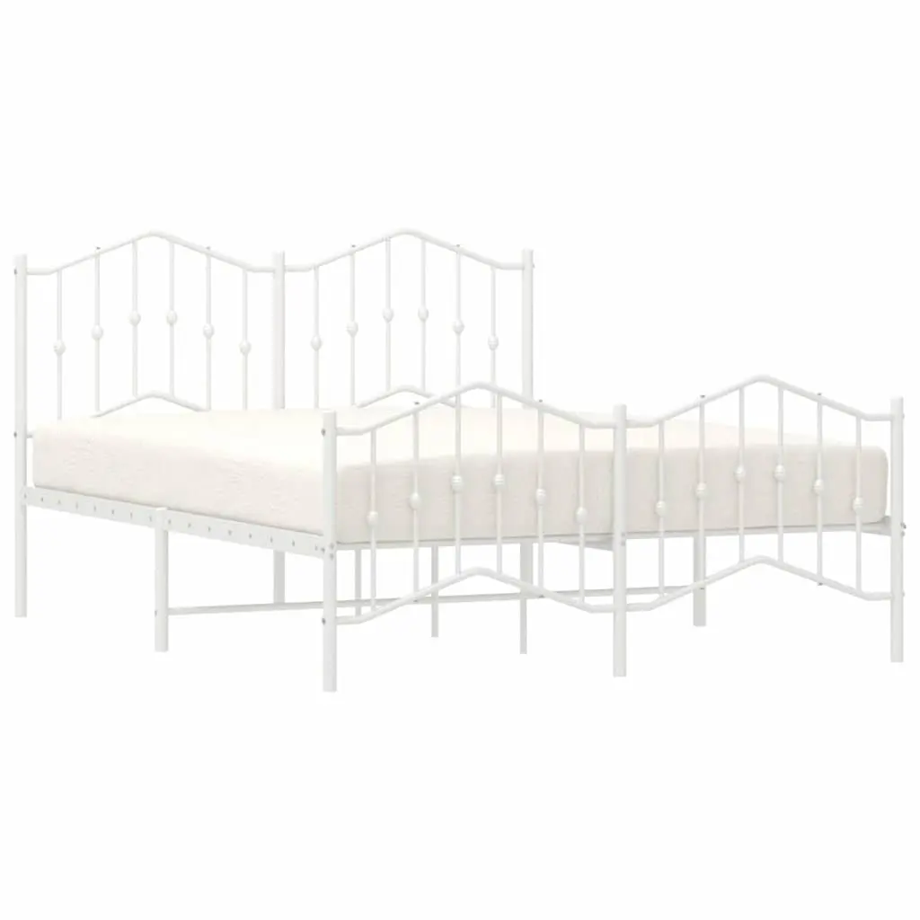White Metal Bed Frame 135x190 cm with Storage