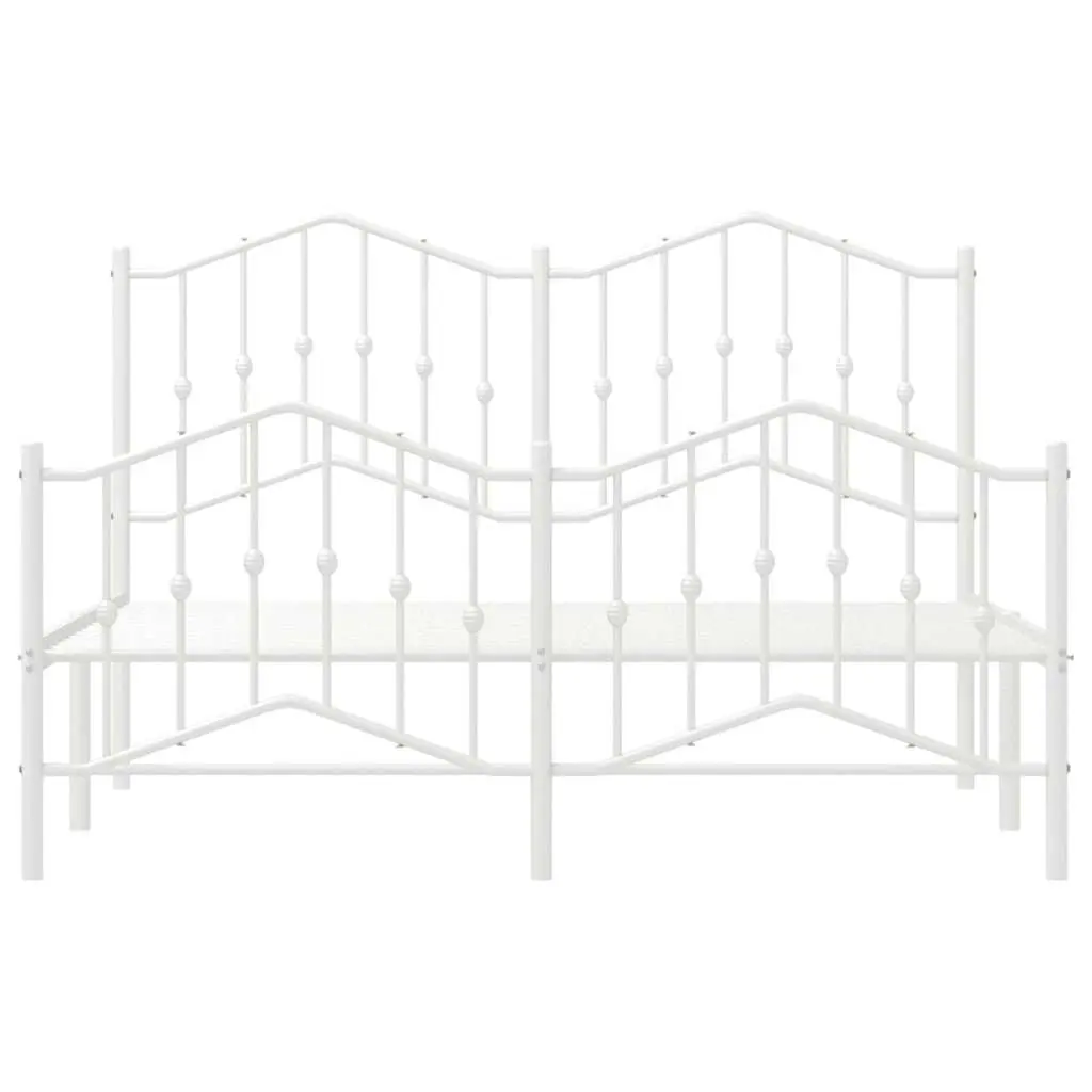 White Metal Bed Frame 135x190 cm with Storage