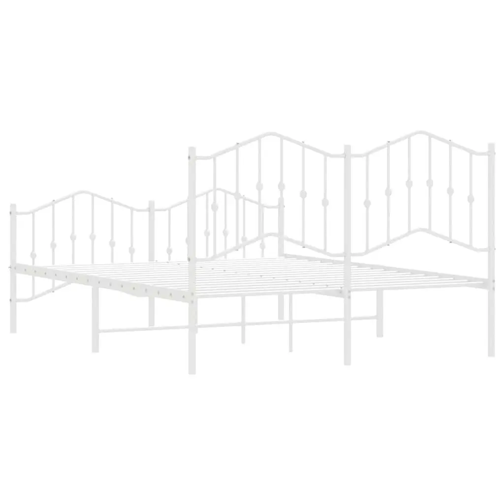White Metal Bed Frame 135x190 cm with Storage