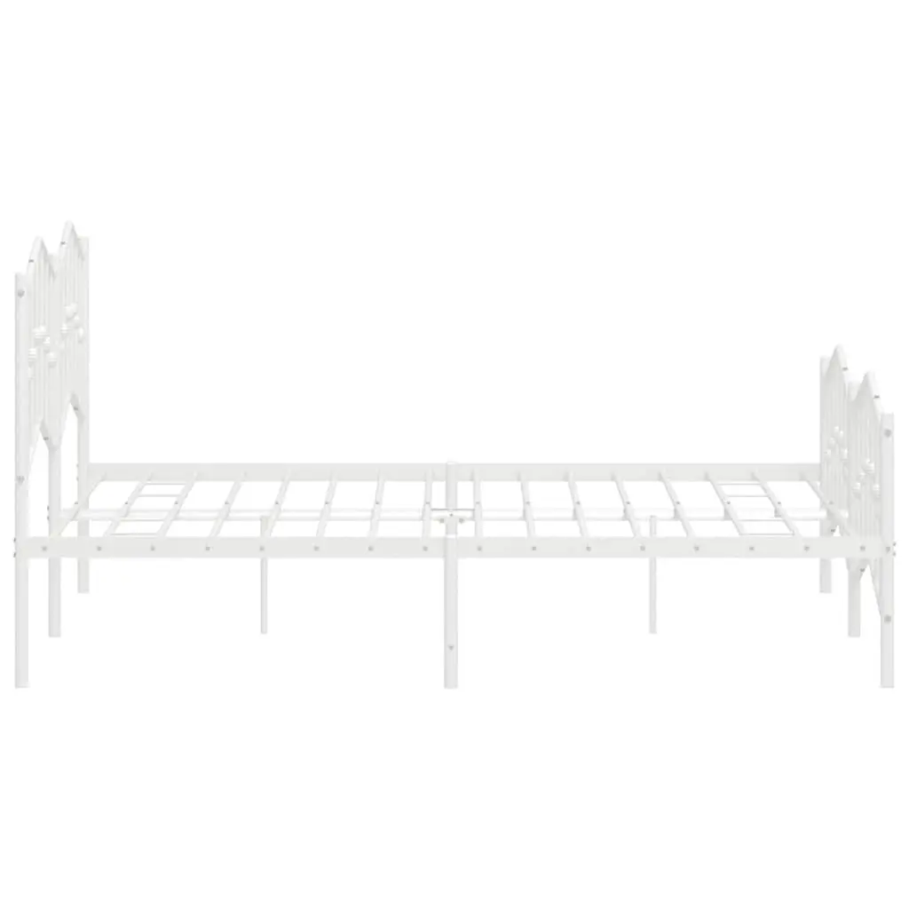 White Metal Bed Frame 135x190 cm with Storage