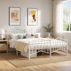 King Size Metal Bed Frame with Headboard and Footboard