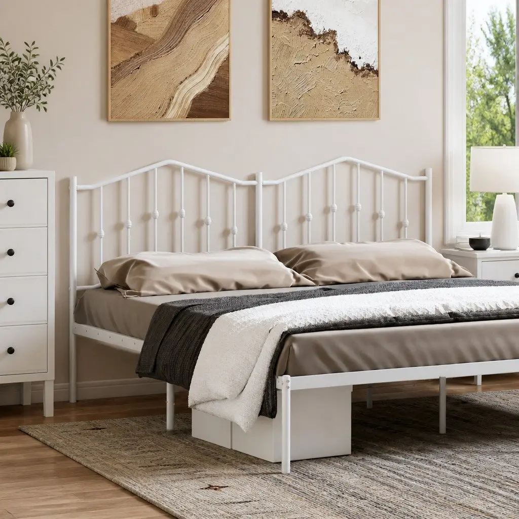 Metal Headboard Black 180cm Steel Bed Frame Support