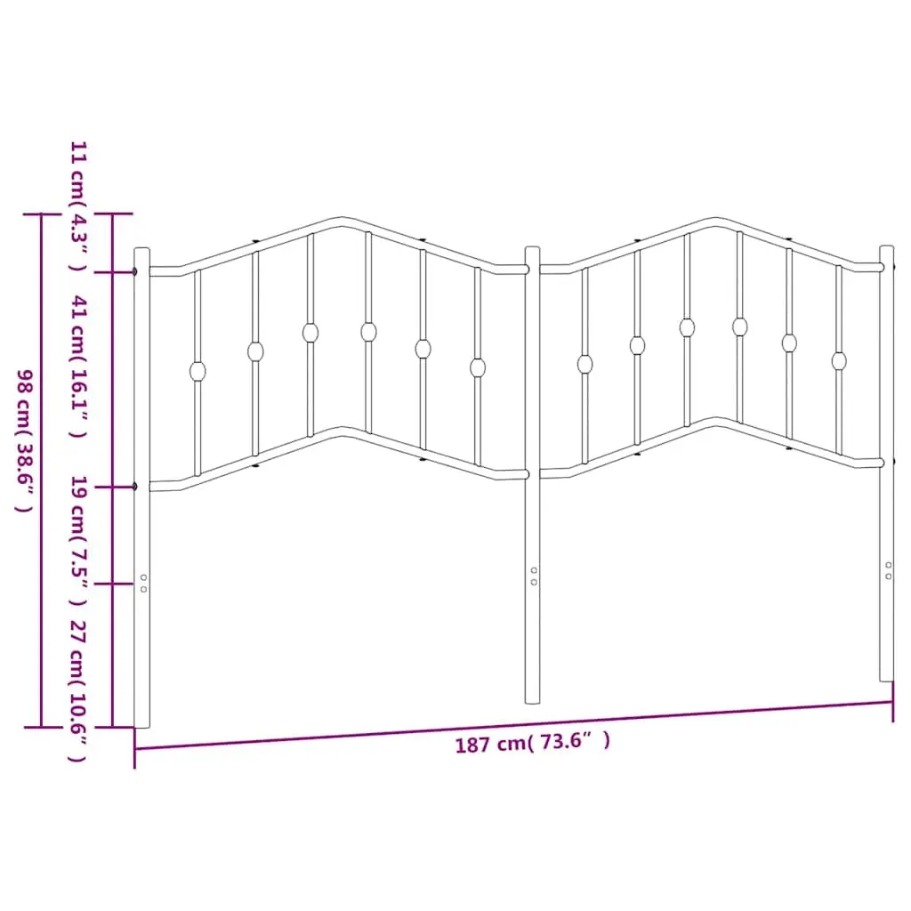 Metal Headboard Black 180cm Steel Bed Frame Support