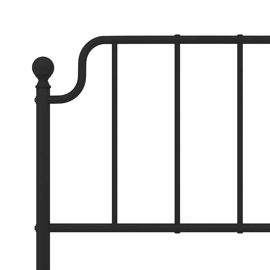 Black Metal Bed Frame 135x190cm with Headboard