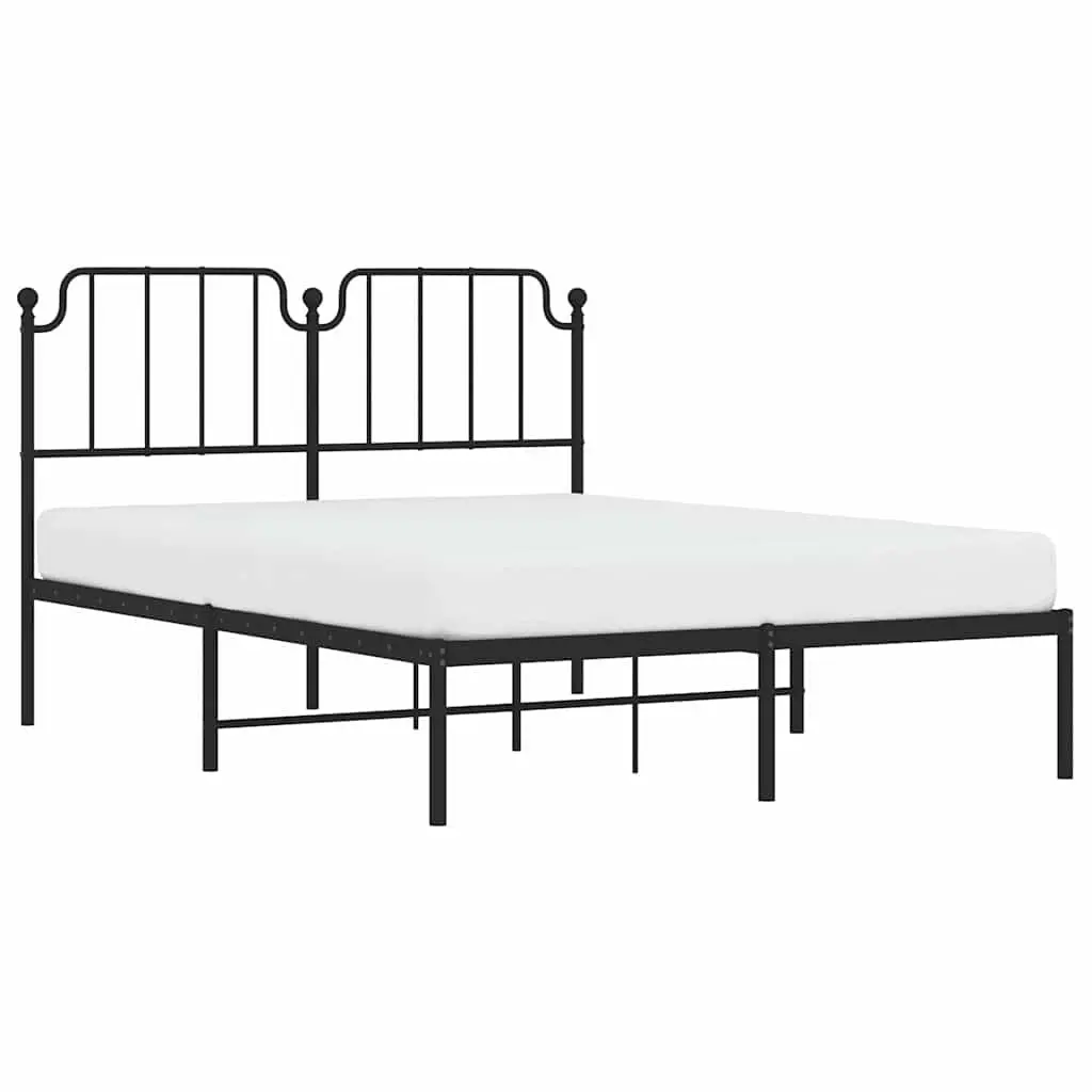 Black Metal Bed Frame with Headboard 150x200 cm