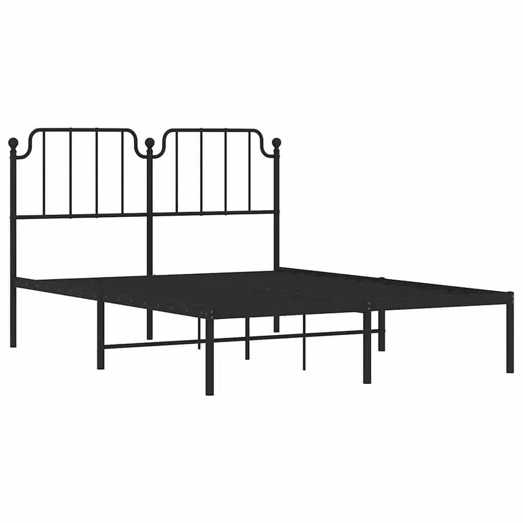 Black Metal Bed Frame with Headboard 150x200 cm