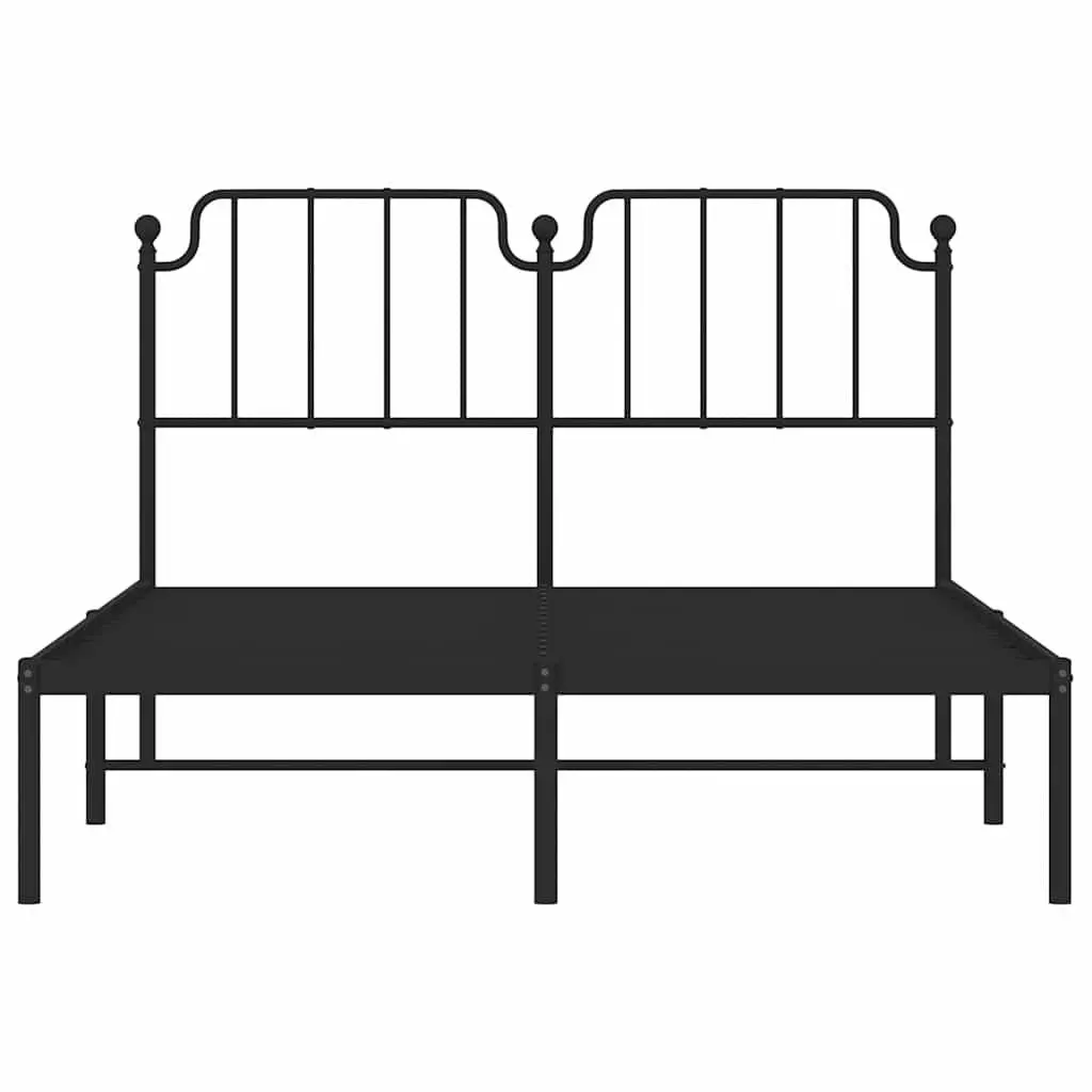 Black Metal Bed Frame with Headboard 150x200 cm
