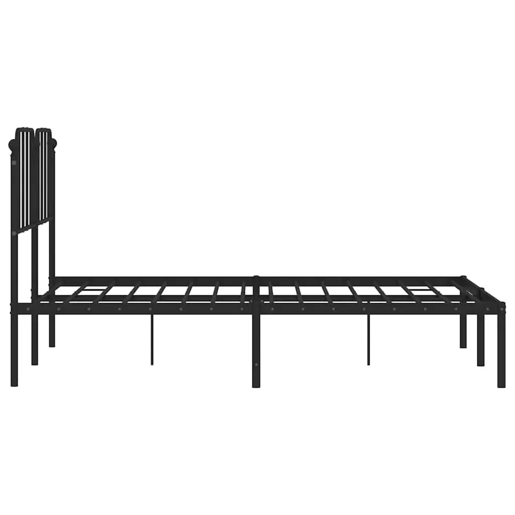 Black Metal Bed Frame with Headboard 150x200 cm