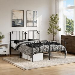 Comfort-Driven Metal Bed Frame 135x190 cm in Black