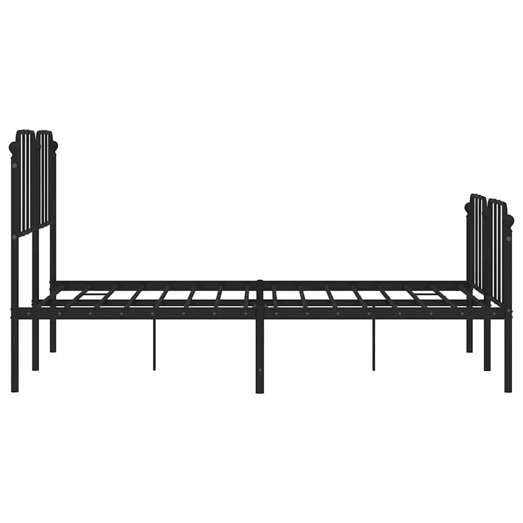 Black Metal Bed Frame with Headboard and Footboard 150x200 cm