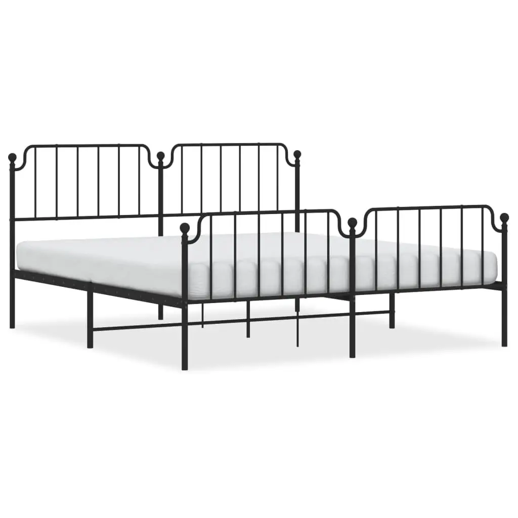 King Metal Bed Frame with Footboard and Headboard