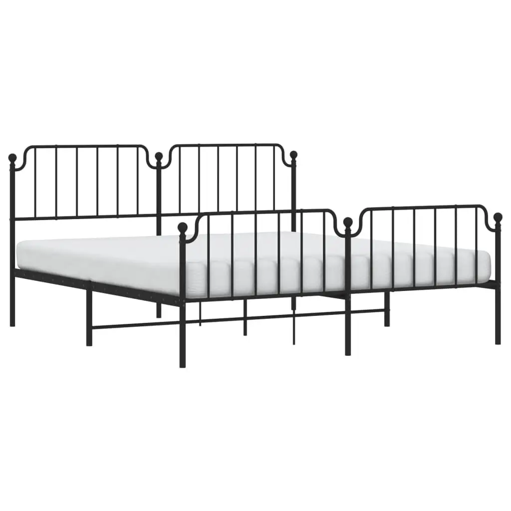 King Metal Bed Frame with Footboard and Headboard