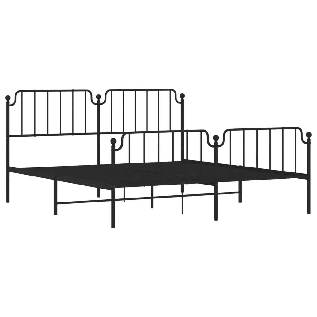 King Metal Bed Frame with Footboard and Headboard