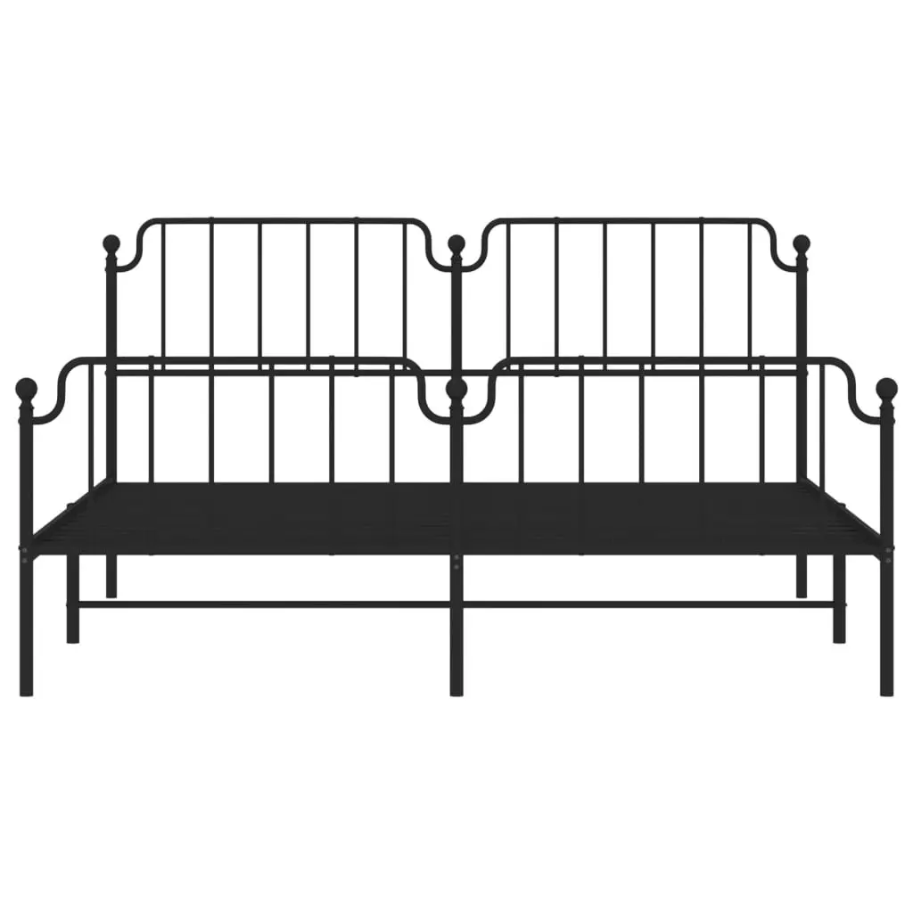 King Metal Bed Frame with Footboard and Headboard
