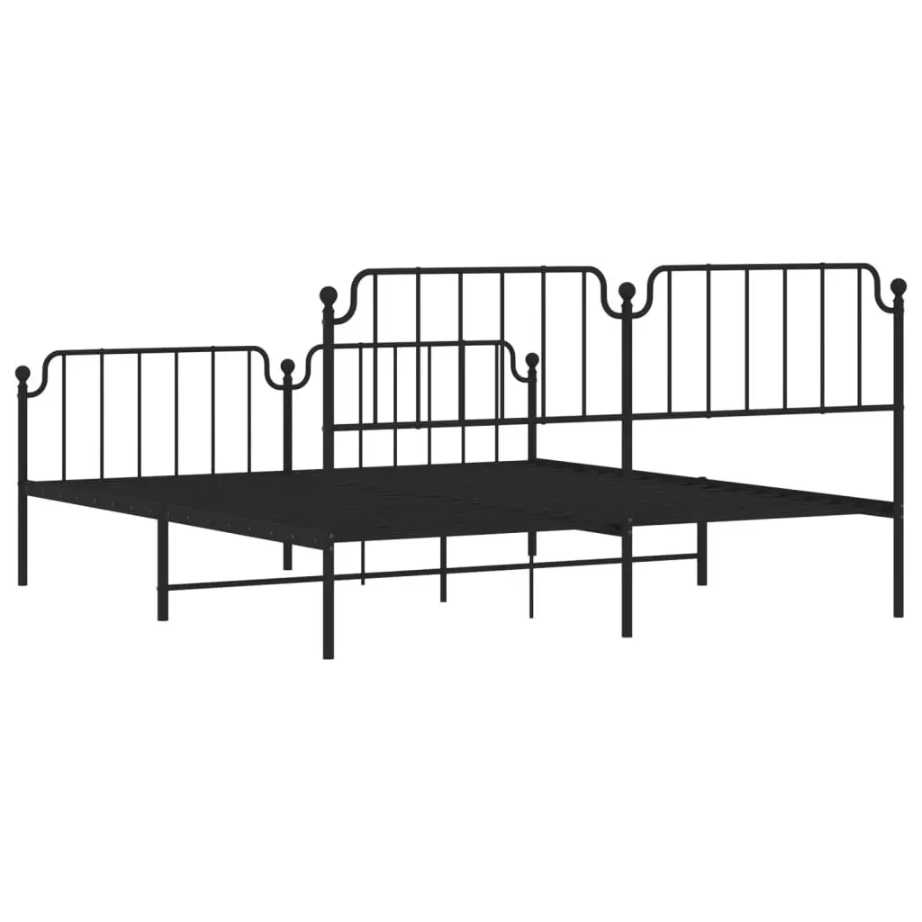 King Metal Bed Frame with Footboard and Headboard