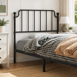 Black Metal Headboard for 90 cm Bed Frame