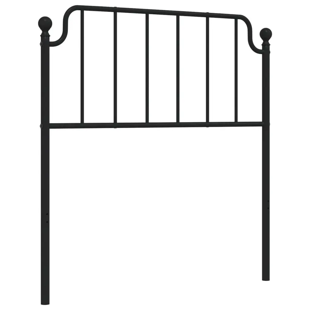 Metal Headboard Black 90cm Powder-Coated Steel Bedroom Furniture Round Tube Legs