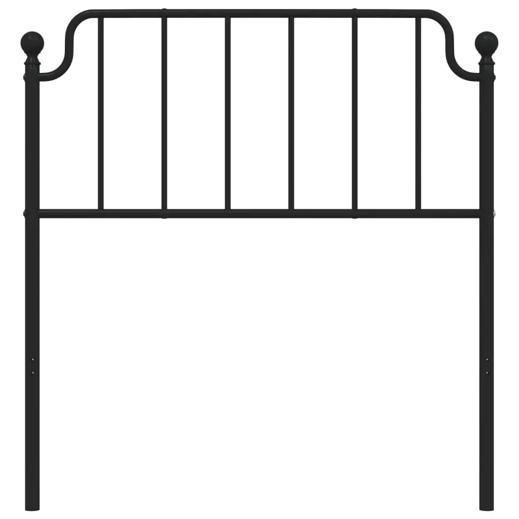 Metal Headboard Black 90cm Powder-Coated Steel Bedroom Furniture Round Tube Legs