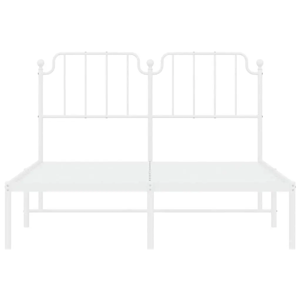 Metal Bed Frame with Headboard White 150x200 cm Powder-coated Steel
