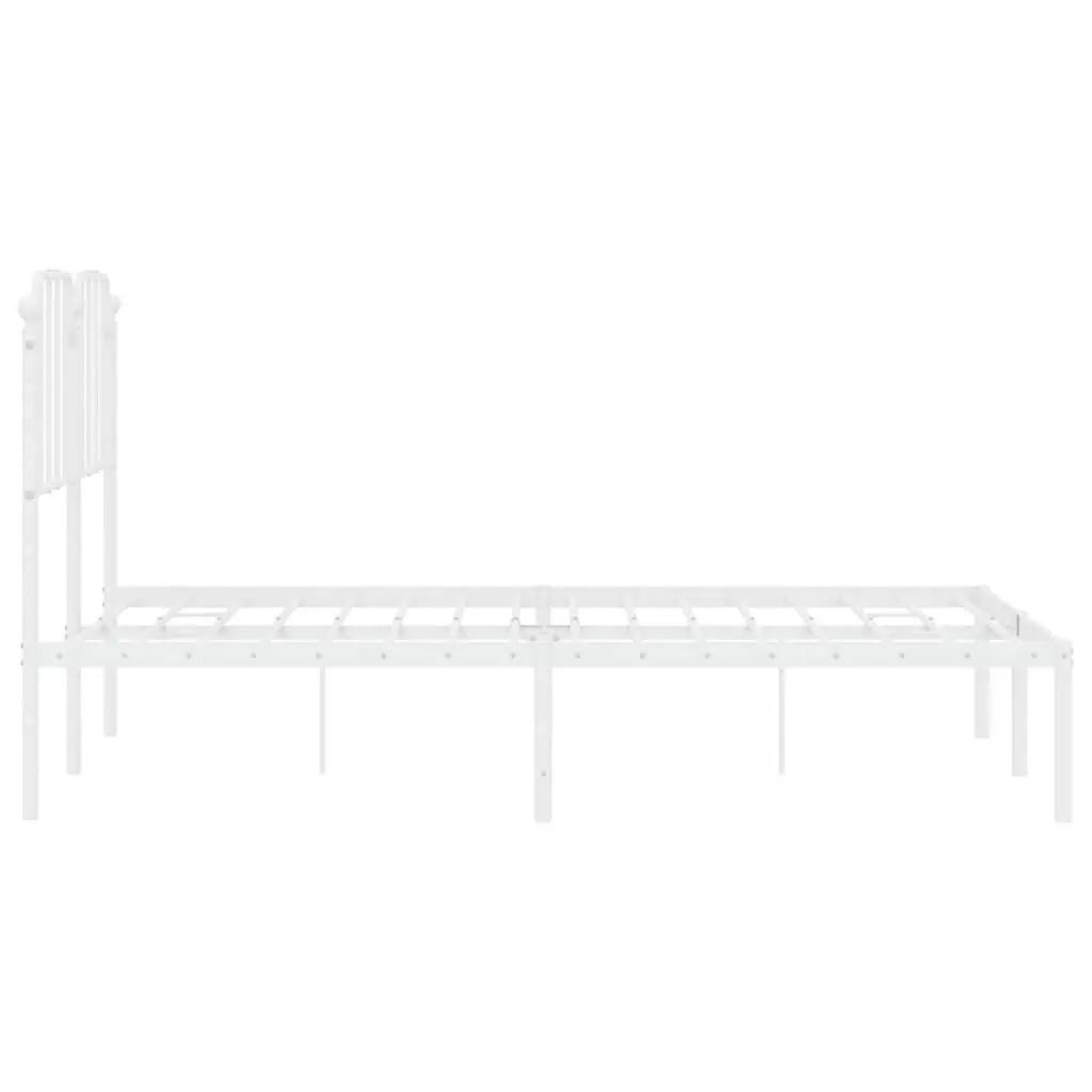 Metal Bed Frame with Headboard White 150x200 cm Powder-coated Steel