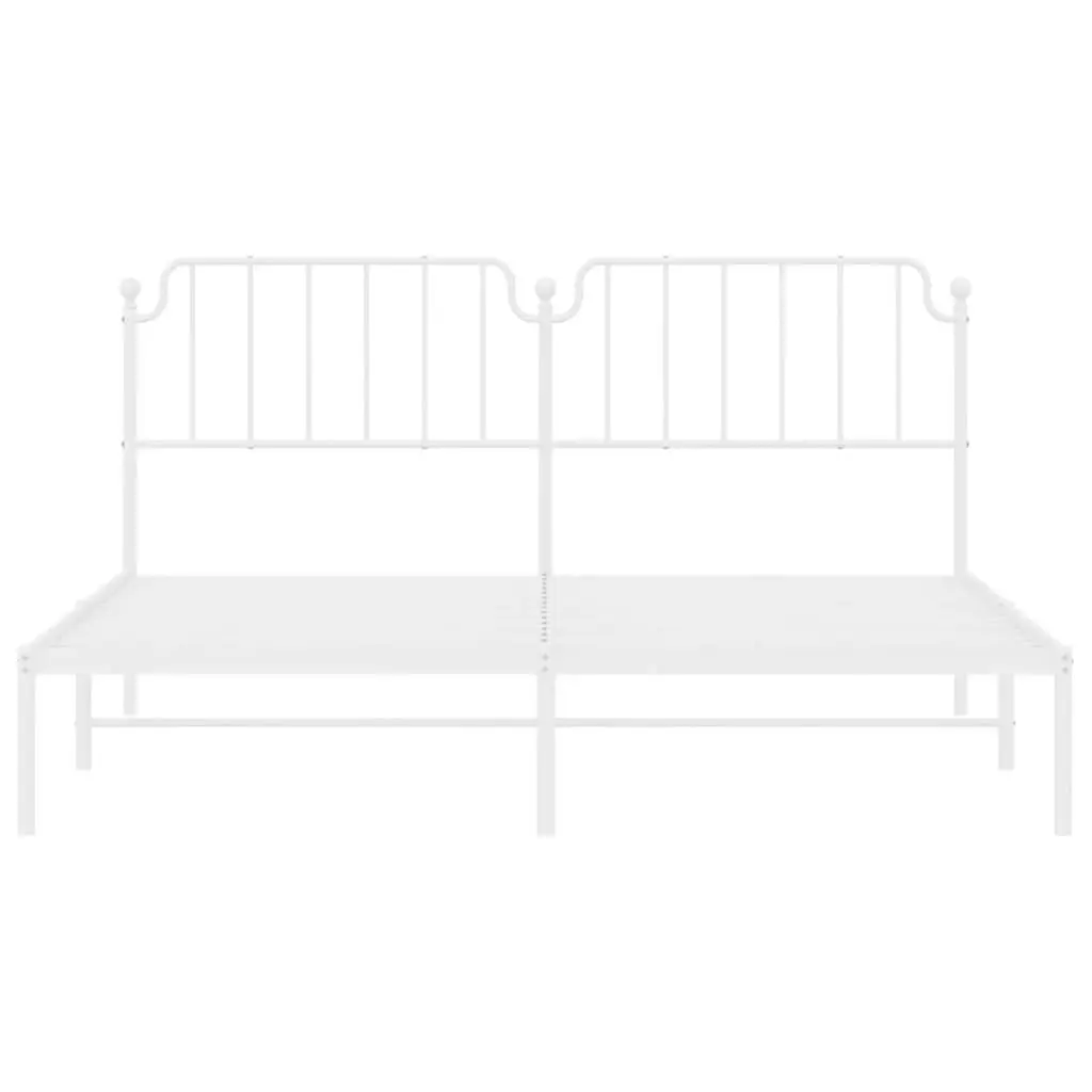 White Metal King Bed Frame with Headboard