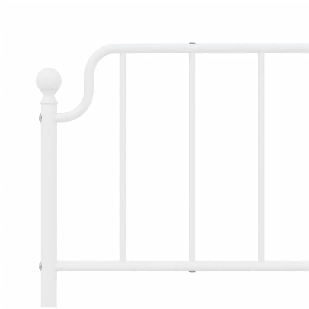 White Metal King Bed Frame with Headboard