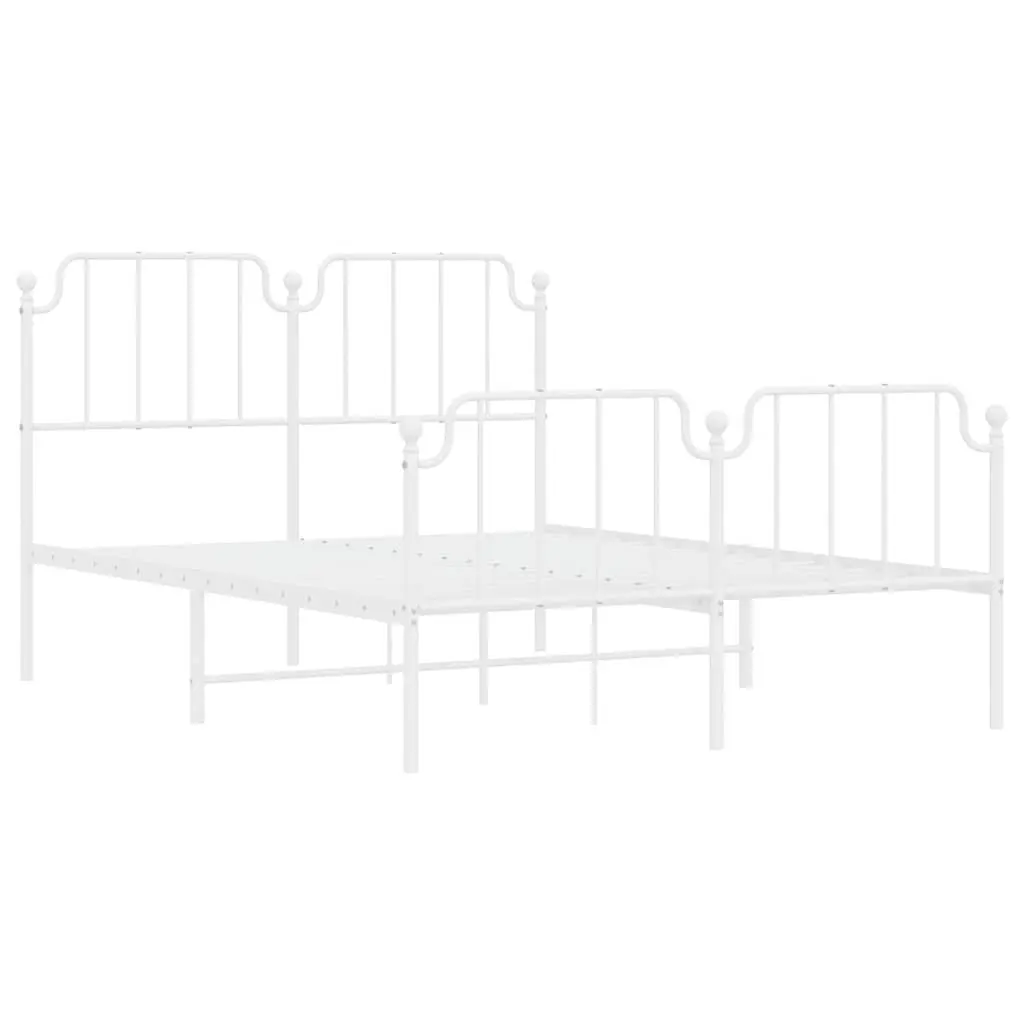 White Metal Bed Frame 150x200 cm with Footboard