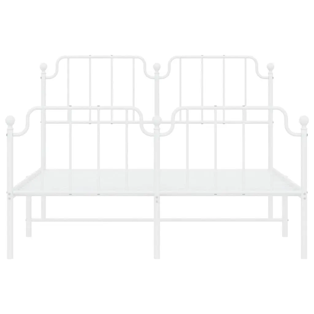 White Metal Bed Frame 150x200 cm with Footboard