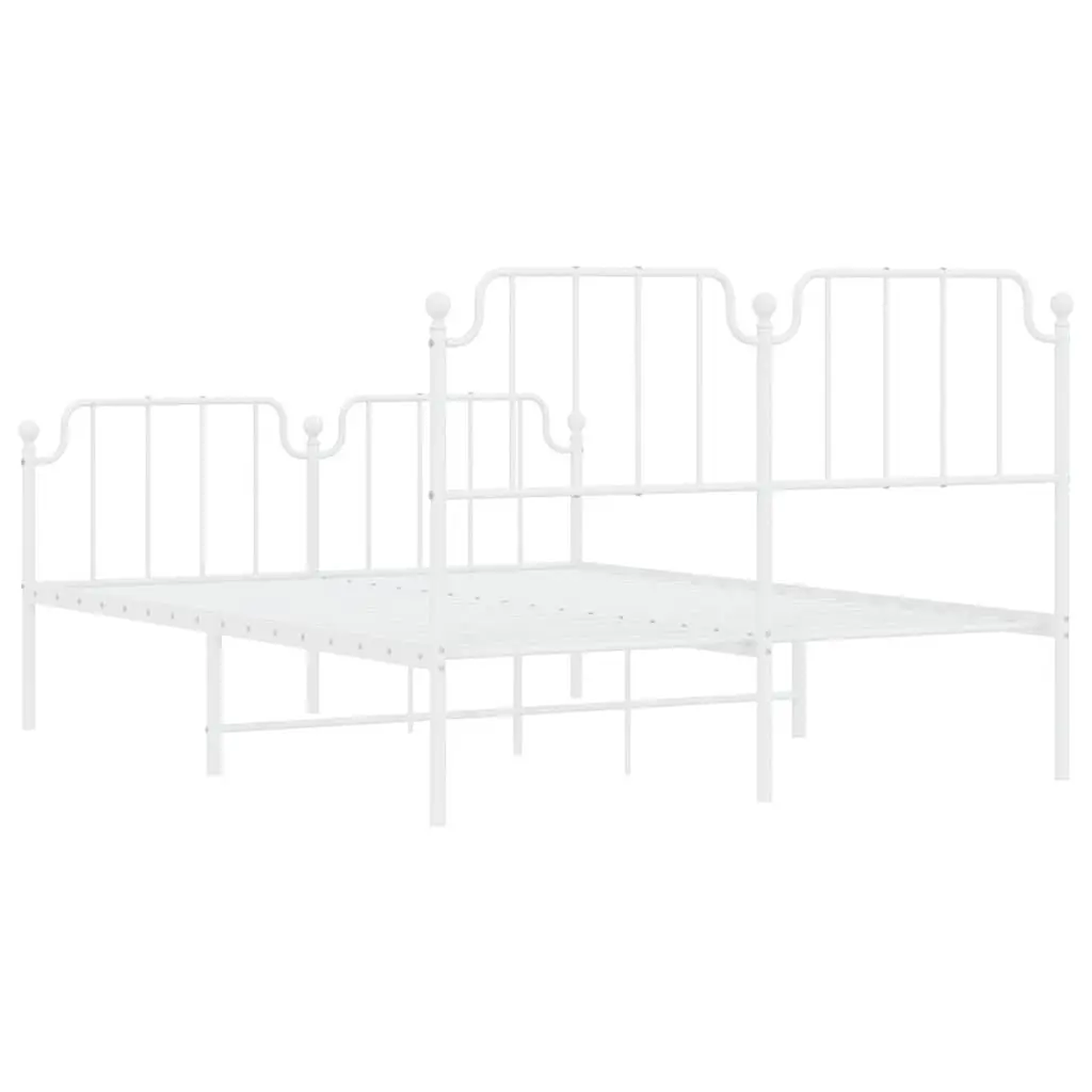White Metal Bed Frame 150x200 cm with Footboard