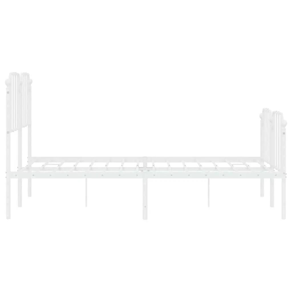 White Metal Bed Frame 150x200 cm with Footboard