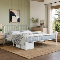 King Size Metal Bed Frame with Headboard and Footboard