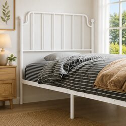 Elegant White Metal Headboard for 90cm Beds