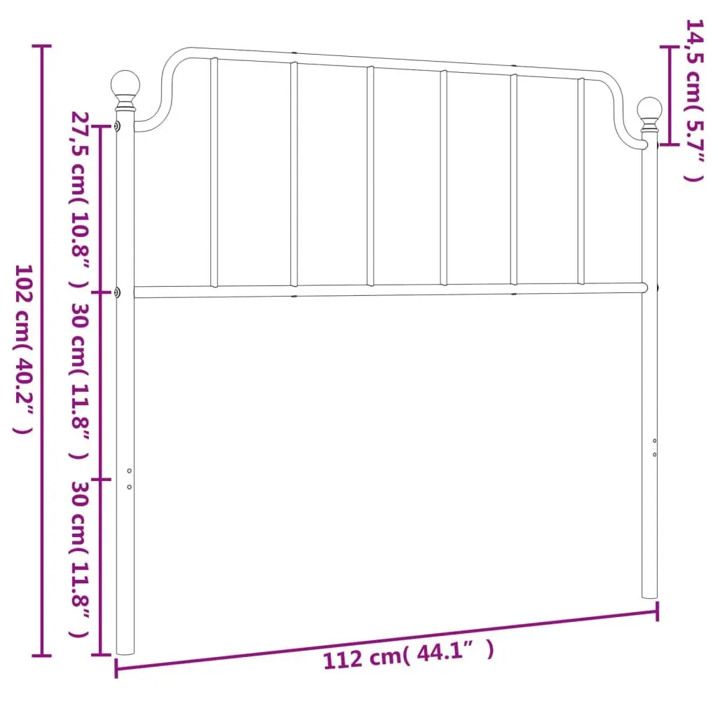 Metal Headboard White 107cm Powder Coated Steel Bed Frame Support
