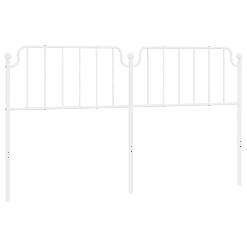 Metal Headboard White 180cm Powder-coated Steel Bed Frame Support