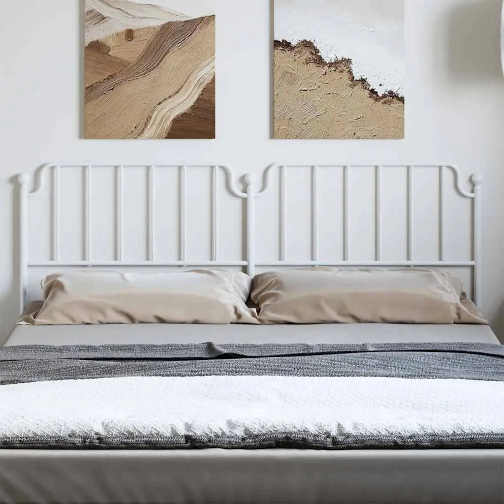 Metal Headboard White 180cm Powder-coated Steel Bed Frame Support
