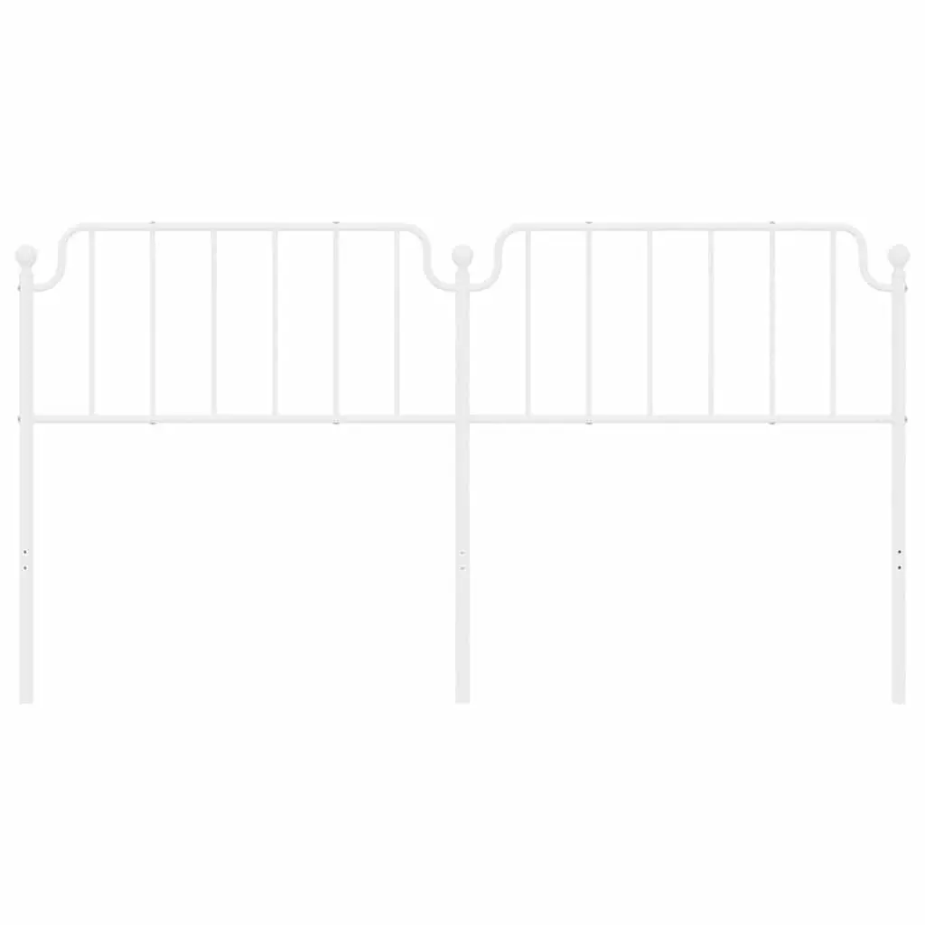 Metal Headboard White 180cm Powder-coated Steel Bed Frame Support