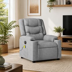 Grey Fabric Massage Recliner Chair with Footrest