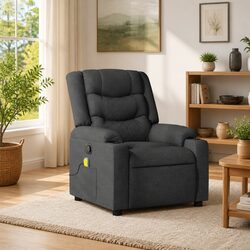 Grey Fabric Massage Recliner Chair with Manual Recline