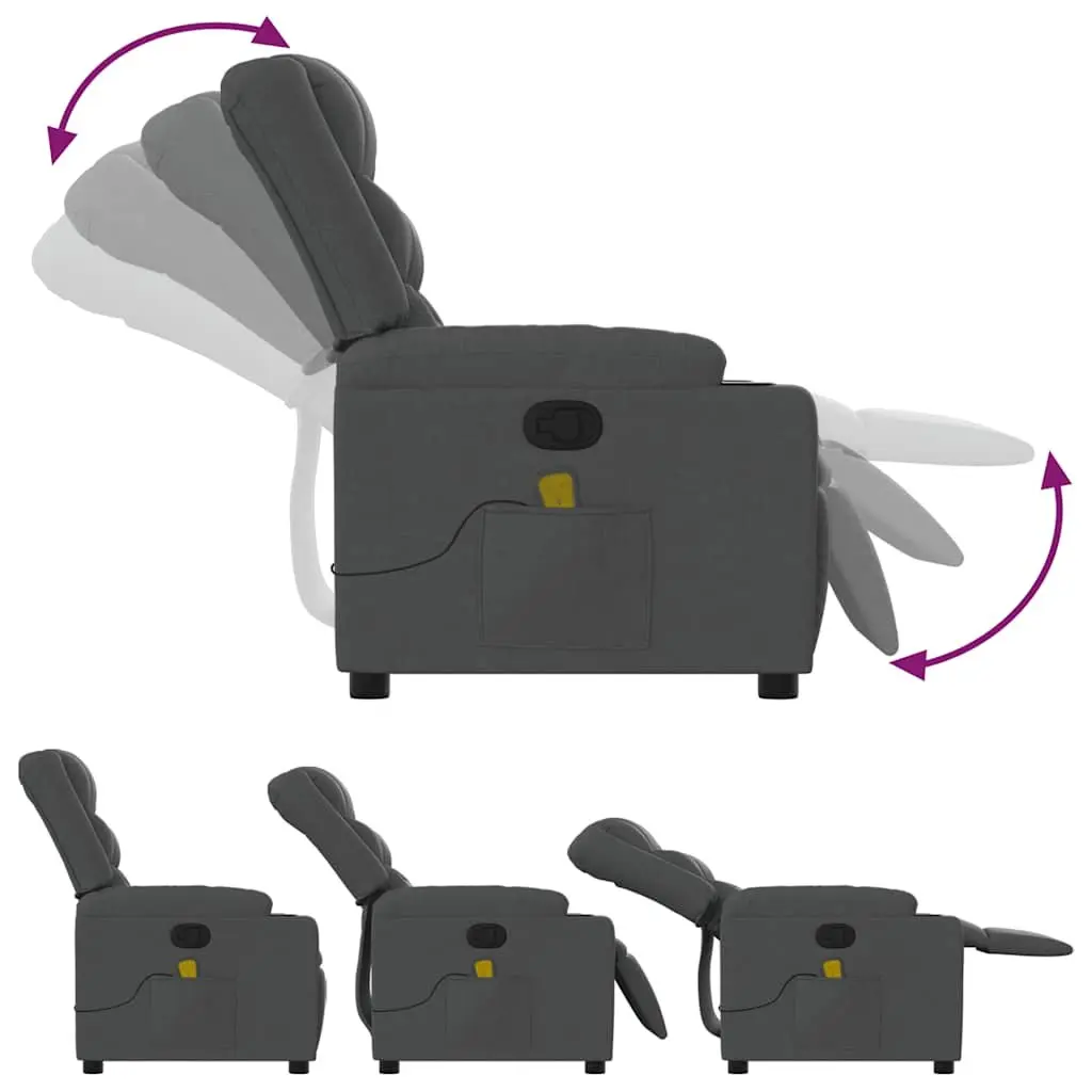 Massage Recliner Chair Grey Fabric Manual Recline Vibration 6 Points Armchair