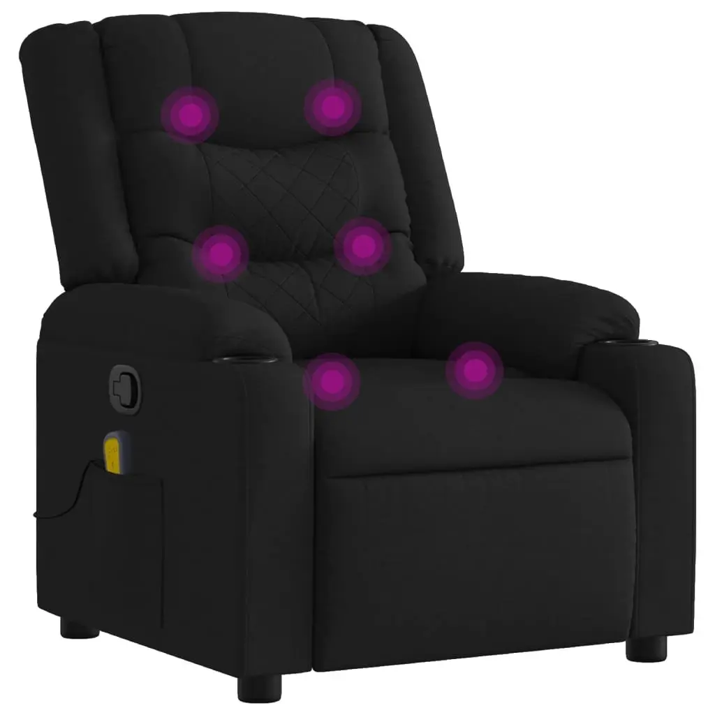 Massage Recliner Chair Black Fabric Manual Recline Armchair