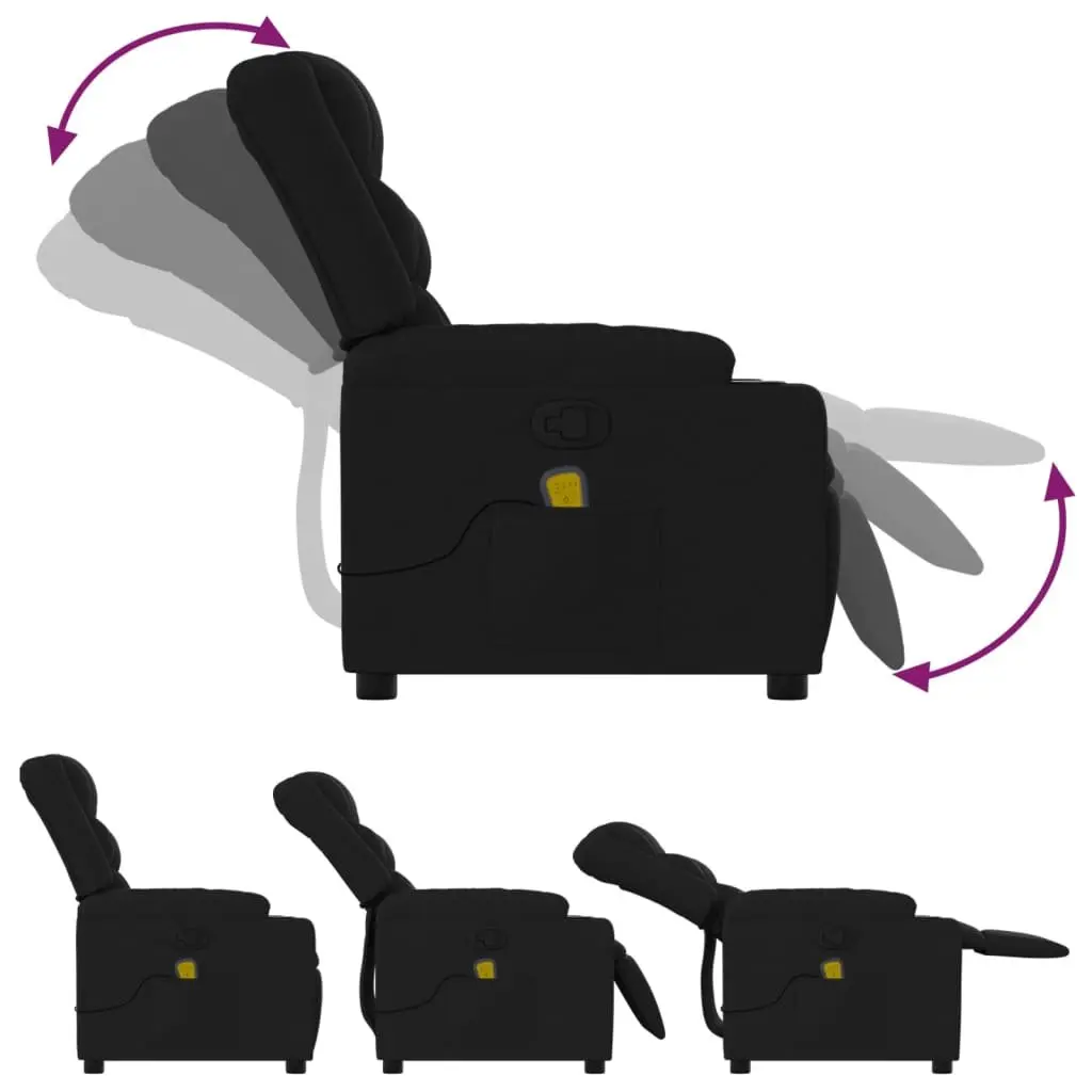 Massage Recliner Chair Black Fabric Manual Recline Armchair