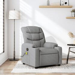 Massage Recliner Chair Grey Fabric Manual Reclining Armchair with Vibration
