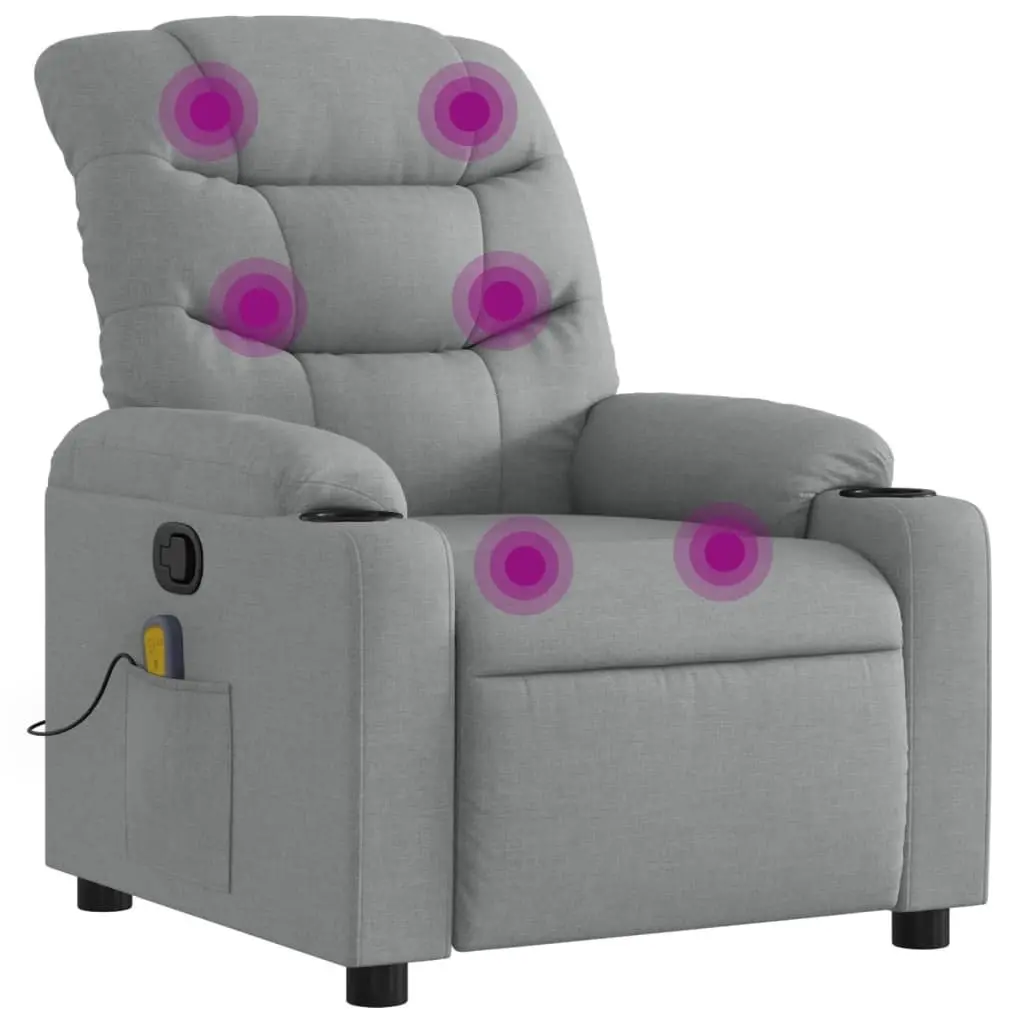 Massage Recliner Chair Grey Fabric Manual Reclining Armchair with Vibration Massage