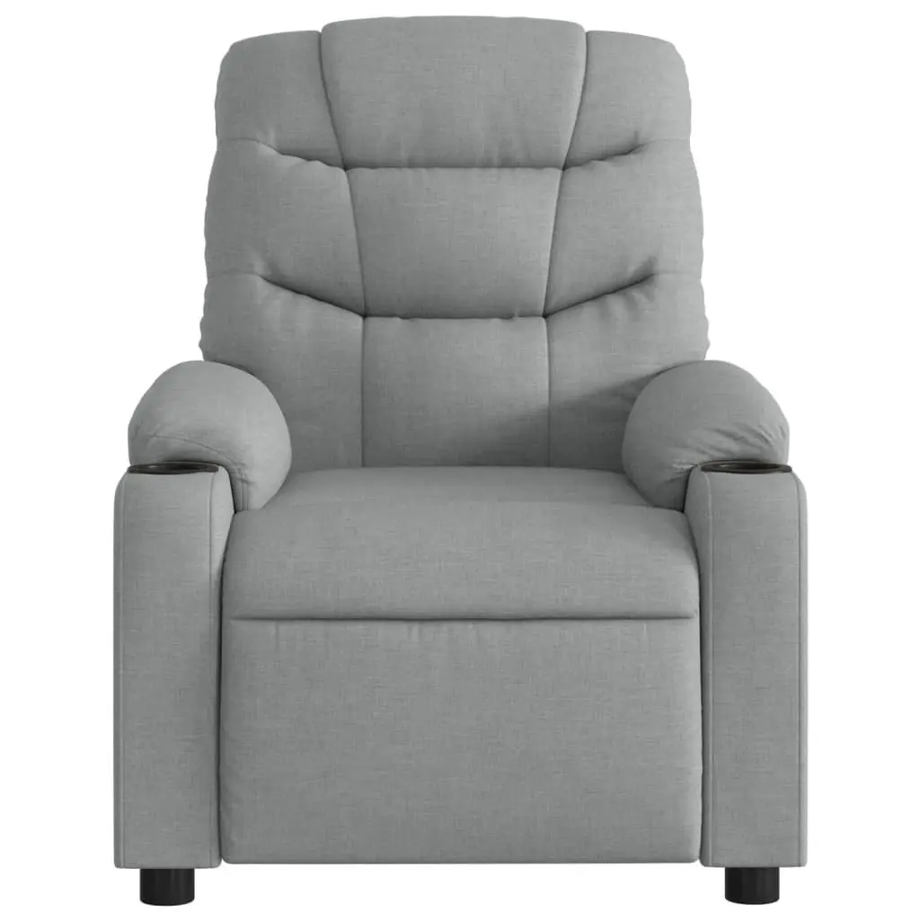 Massage Recliner Chair Grey Fabric Manual Reclining Armchair with Vibration Massage