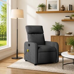 Dark Grey Fabric Massage Recliner Chair with 6 Vibration Points