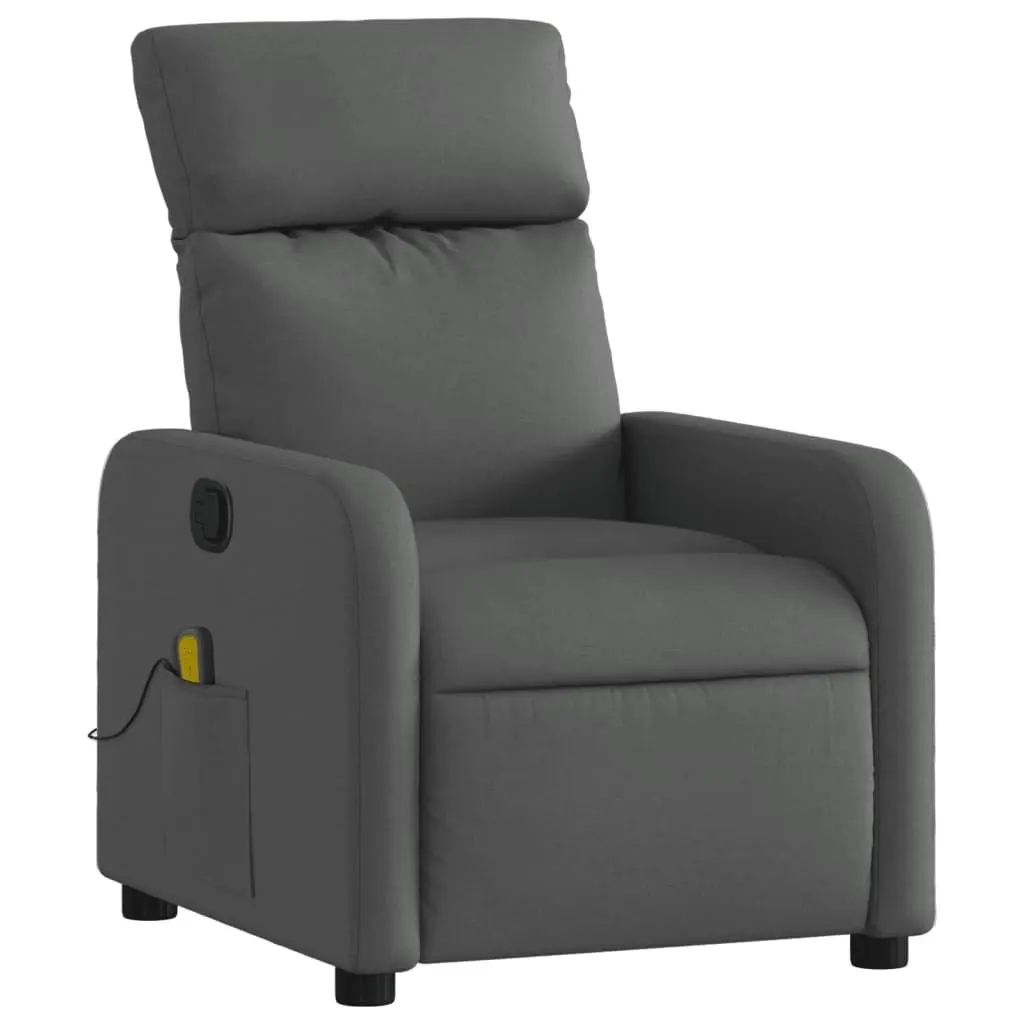 Massage Recliner Chair Dark Grey Fabric Manual Recline 6 Vibration Points