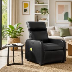 Black Faux Leather Massage Recliner Chair