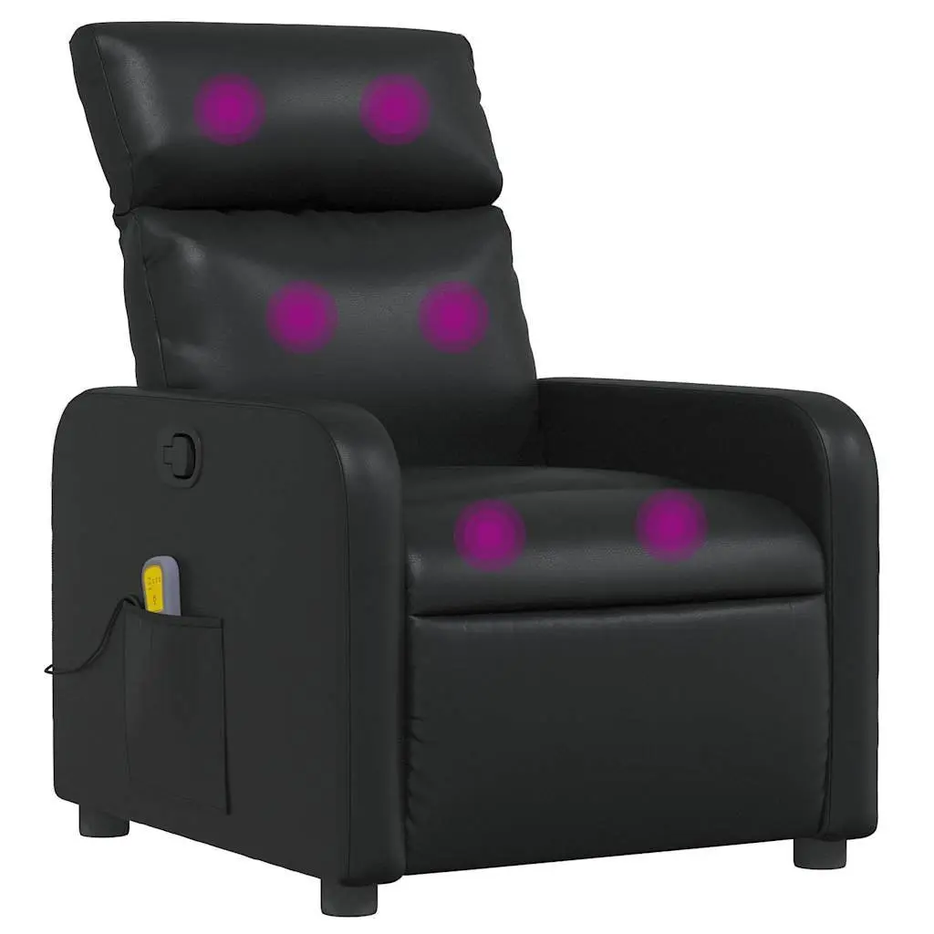 Black Faux Leather Massage Recliner Chair