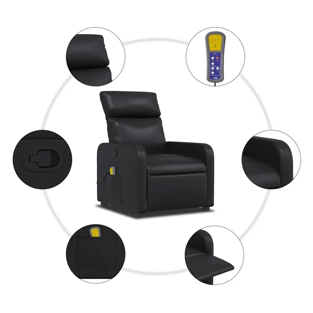 Black Faux Leather Massage Recliner Chair