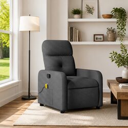 Grey Fabric Massage Recliner Chair with Vibration